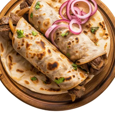 Kathi Roll and Fries (Chicken and Vegan)